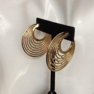 Vintage GoldTone Hoops with open scroll design